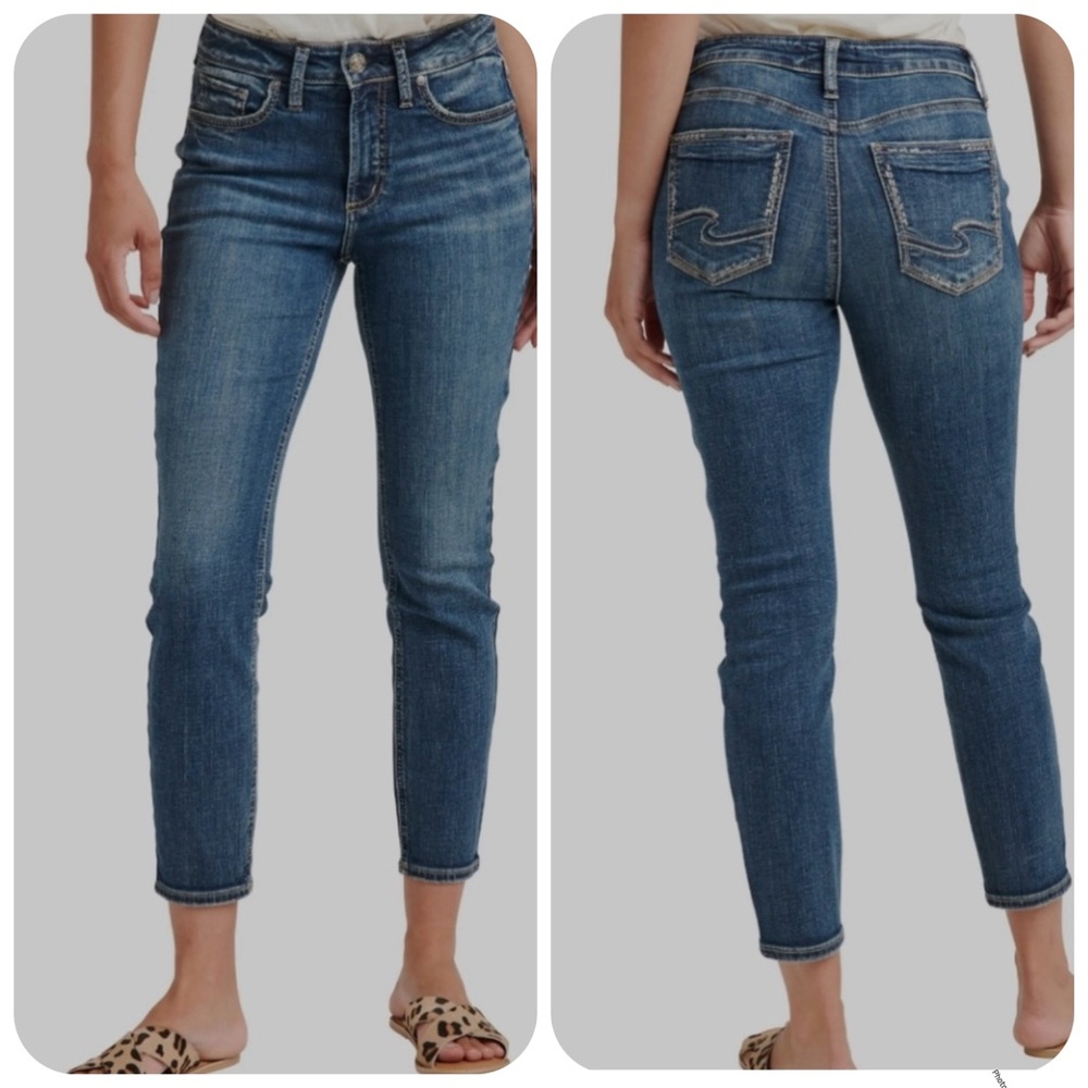 Silver Jeans Women's 28 Blue Suki Skinny Crop LIKE NEW